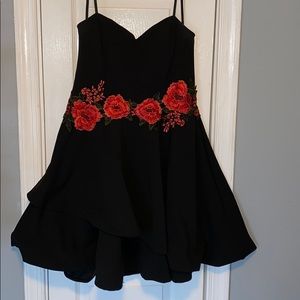 Black strapless dress
